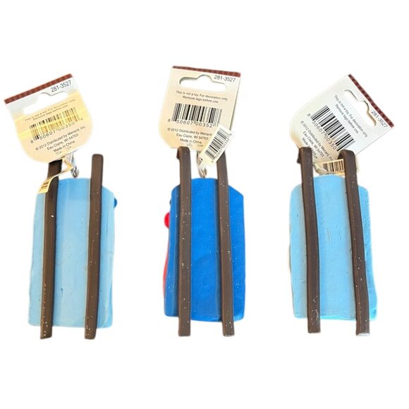 Enchanted Forest Wood/Resin Sled Ornaments Lot of 3, 1.5" X 4" NEW Wish, Joy - Picture 2 of 7